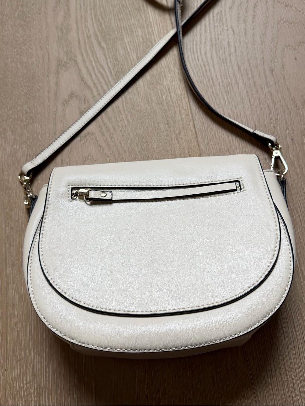 KC Jagger Cream Leather Saddle Crossbody Bag